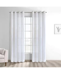 Habitat 100% Polyester Regina Sheer Chevron Delightful Textured Grommet Curtain Panel 52" x 108" White