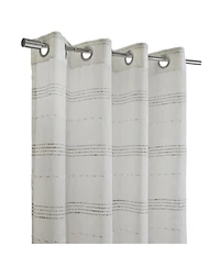 Habitat 100% Polyester Jasper Sheer Faux Linen Stripe Grommet Curtain Panel 52" x 95" White