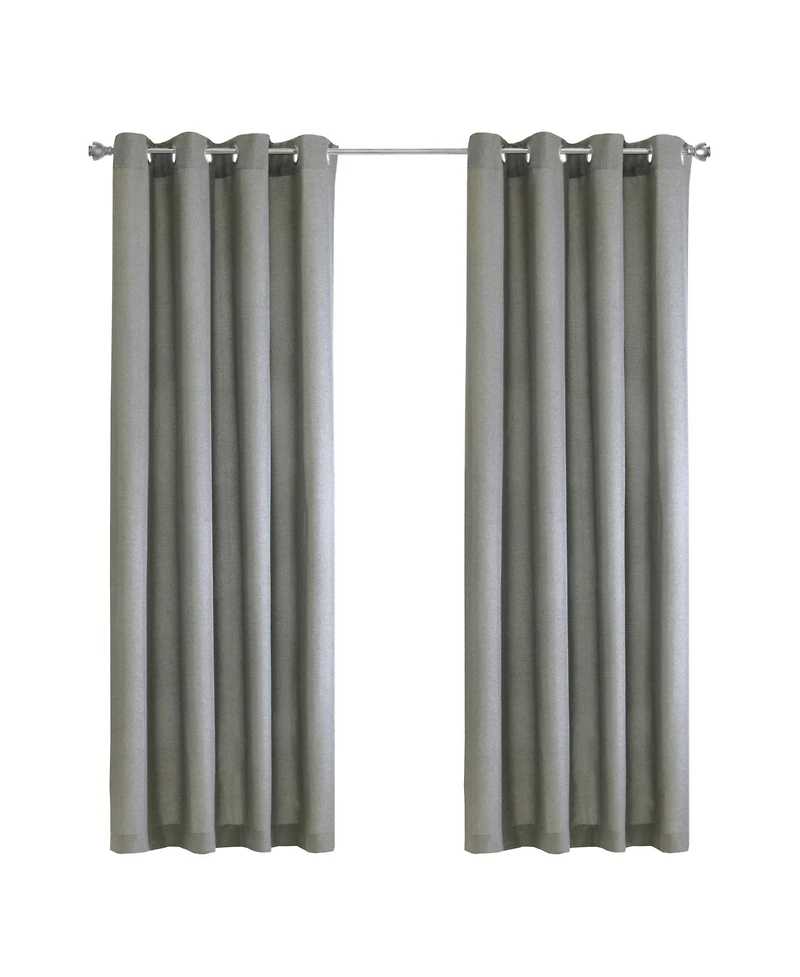 Habitat 100% Polyester Milo Light Faux Linen Solid Filtering Grommet Curtain Panel 52" x 95" Grey