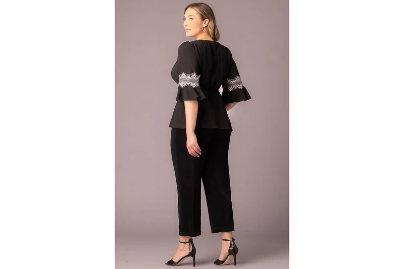 Kiyonna Plus Chateau Lace Trim Peplum Top