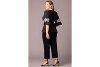 Kiyonna Plus Chateau Lace Trim Peplum Top
