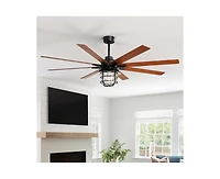 66-inch Modern Black 8-Blade Ceiling Fans with Light Kit and Remote Control