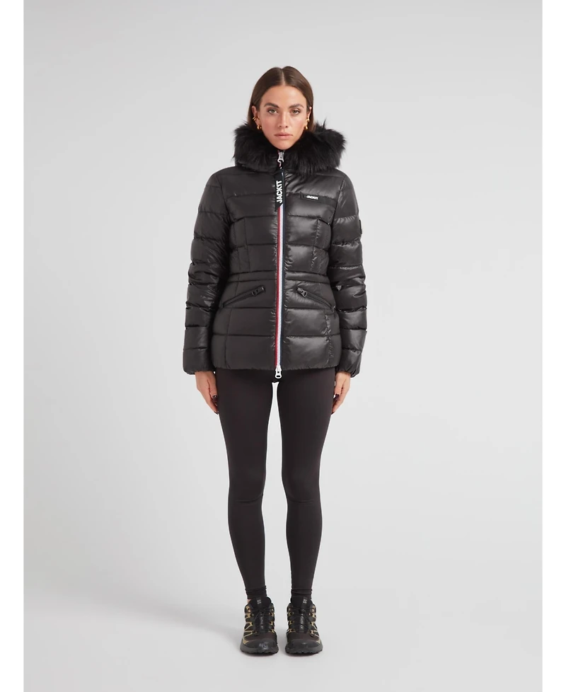 JACK1T Women's R4D Faux Fur Tricolore Racer Jacket