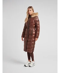 JACK1T Women's Diamond Belted Extra Long Down Coat