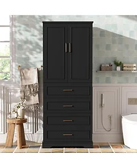 Airsurfer 72.2 " Tall Freestanding Bathroom Cabinet with 3 Drawers, Adjustable Shelf, Soft-Close Doors, Modern Storage Cabinet with Mdf Panels & Steel