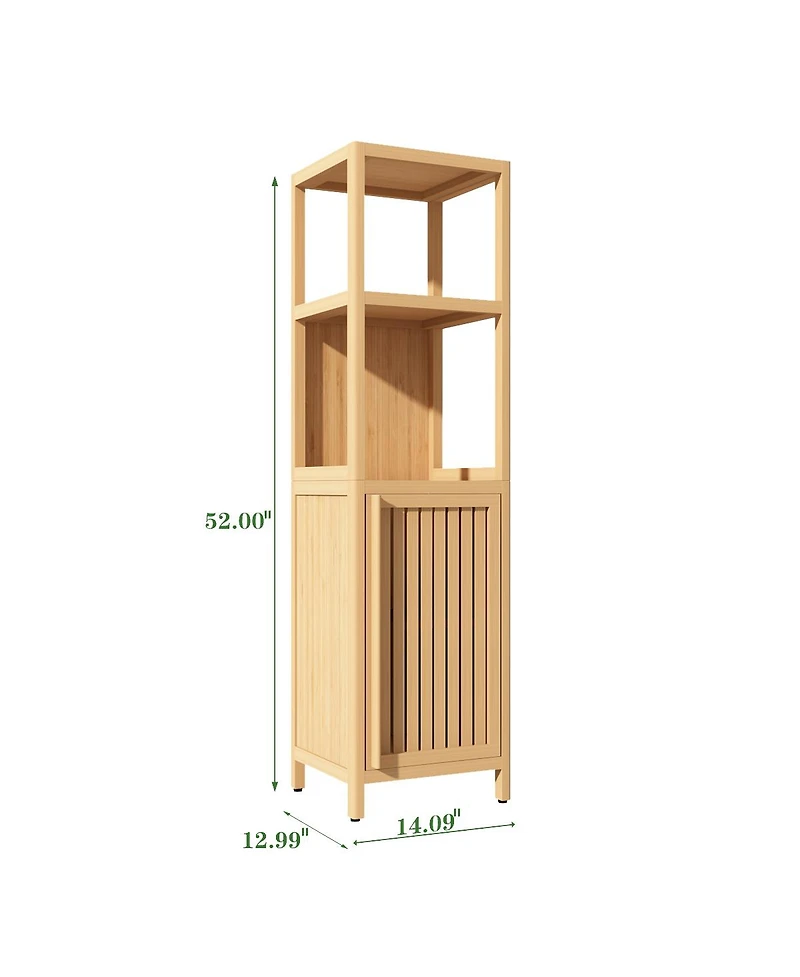 Airsurfer Large Capacity Multifunctional Bamboo Storage Cabinet Furniture for Bathroom and Living Room Freestanding Organizer