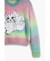 Desigual Girls's Rainbow cat sweater