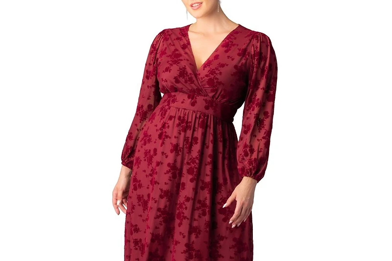 Kiyonna Plus Melanie Long Sleeve Mesh Midi Cocktail Dress