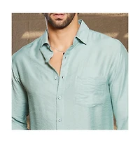 Campus Sutra Men's Sage Green Breezy Wrinked Relaxed Shirt