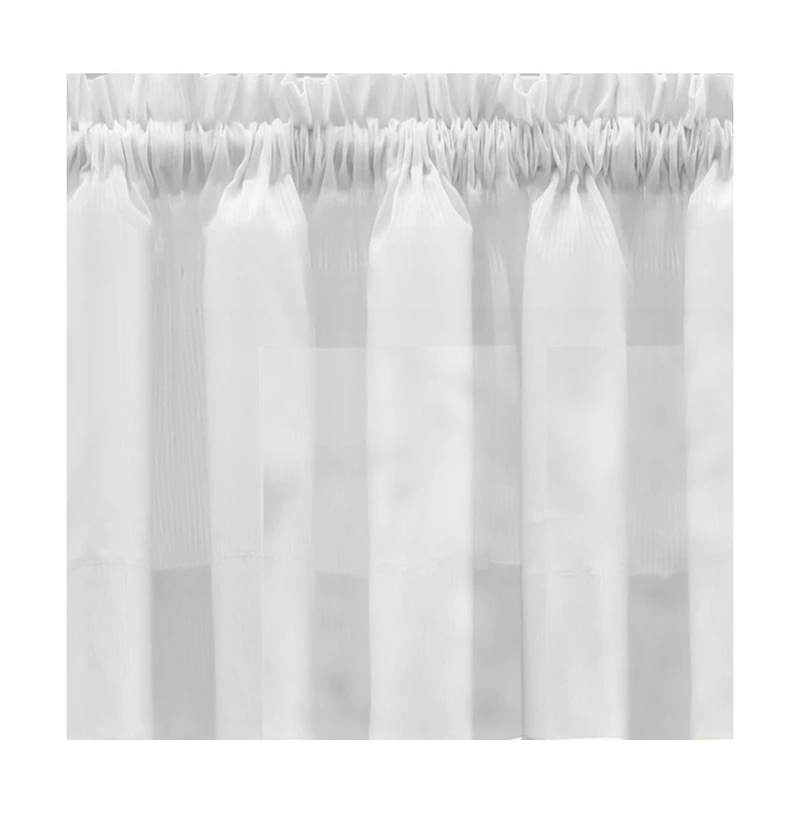 Ellis Curtain Shadow Stripe Tailored Curtain Panel Pair for Windows with Ties 80" x 84" White
