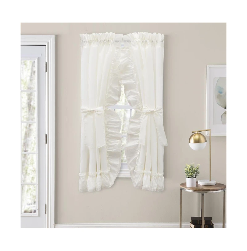 Ellis Curtain Madelyn Ruffled Victorian Priscillas 1.5" Rod Pocket Curtain Panel 100" x 72" Natural