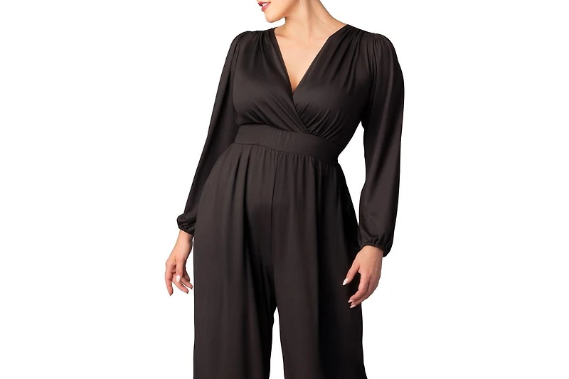 Kiyonna Plus Brigitte Long Sleeve Wide Leg Jumpsuit