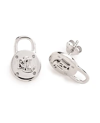 Lauren Ralph Lauren Silver-Tone Logo Padlock Stud Earrings