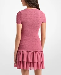 Michael Kors Women's Smocked Crewneck Mini Dress