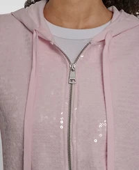 Dkny Jeans Women's Sequin Detail Long-Sleeve Jacket