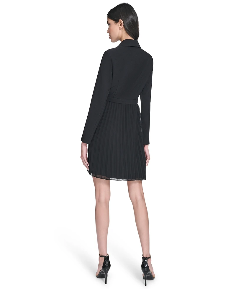 Vince Camuto Petite Long-Sleeve Collared Dress