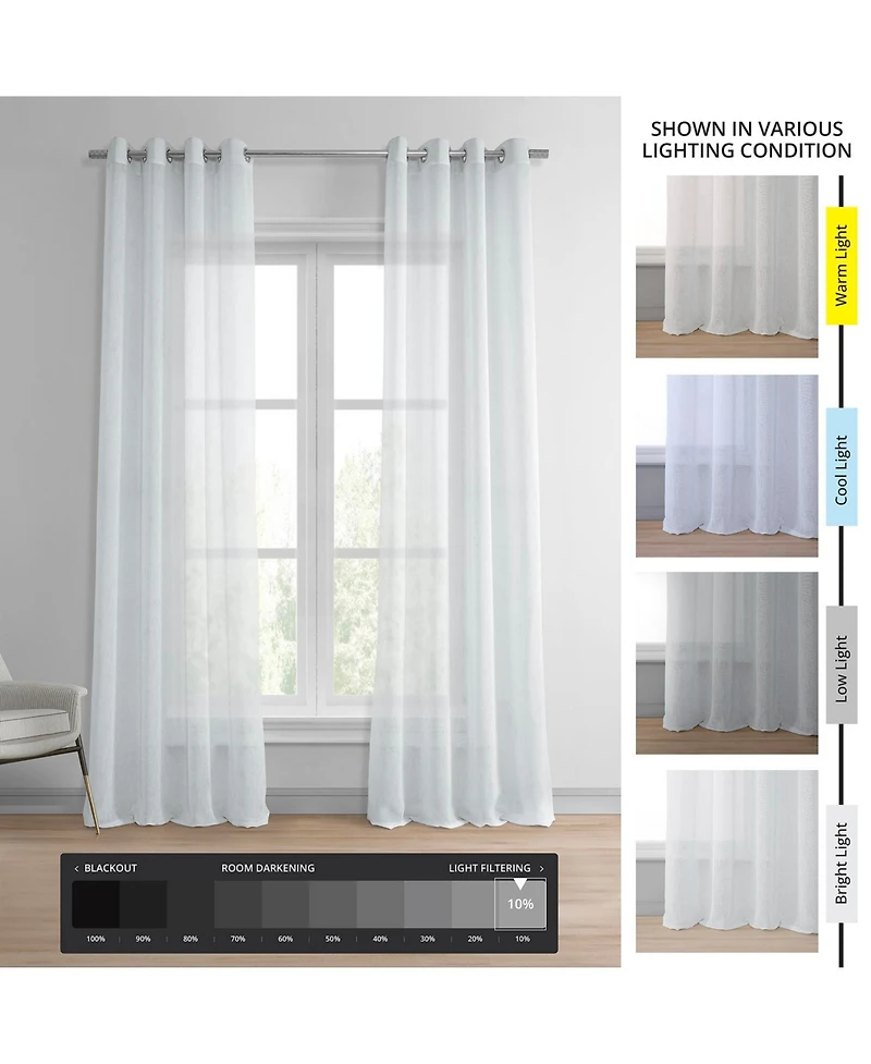 Half Price Drapes Aspen White Grommet Textured Faux Linen Sheer Curtain