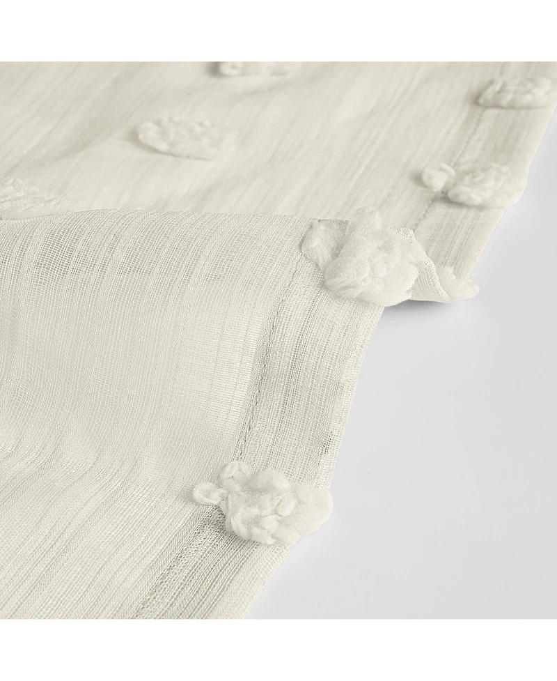 Half Price Drapes Strasbourg Dot Cream Geometric Patterned Faux Linen Sheer Curtain