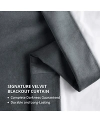 Half Price Drapes Distance Blue Grey Grommet Signature Velvet Blackout Curtain