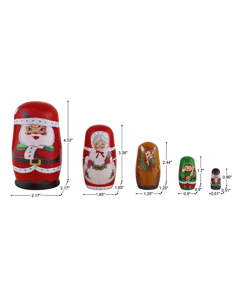 Mr. Christmas Santa and North Pole Pals Nesting Wooden Christmas Figurines, Set of 5