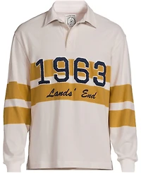 Lands' End Men's Long Sleeve Rugged Rugby Embroidered Polo
