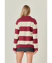 English Factory Women's Stripe Rugby Collared Sweater