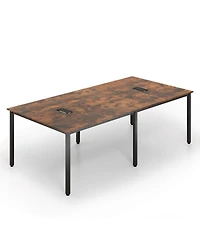 Costway 95" x 48" Large Meeting Table Seats up to 10 People 2 Cable Grommets for Office