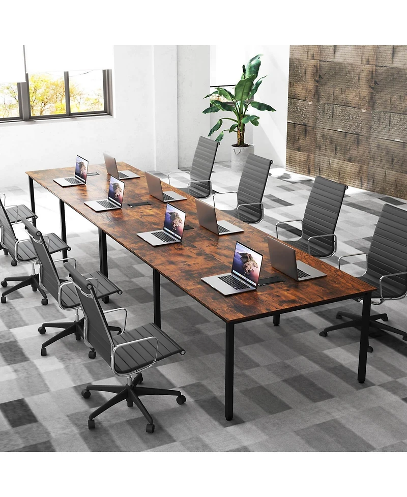Costway 95" x 48" Large Meeting Table Seats up to 10 People 2 Cable Grommets for Office