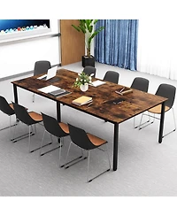 Costway 95" x 48" Large Meeting Table Seats up to 10 People 2 Cable Grommets for Office