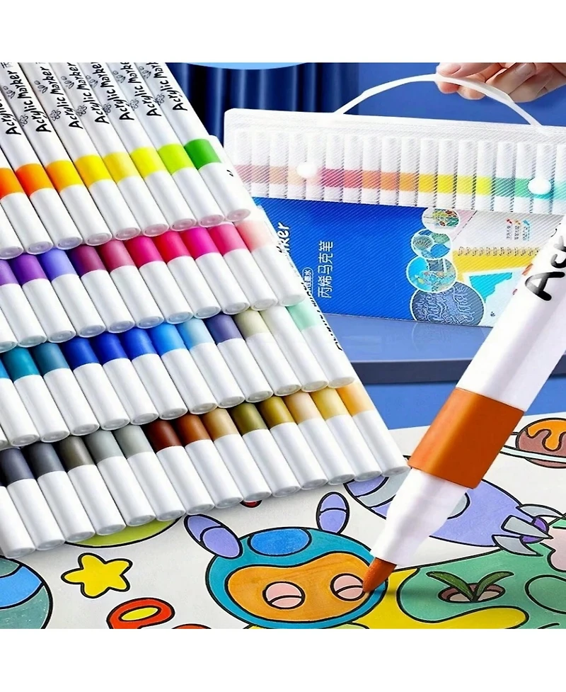 Htutwoo 36 Pcs Acrylic Paint Pen, Multipurpose Diy Painting Acrylic Paint Pen for Home Glass Wood Stone Fabric Painting