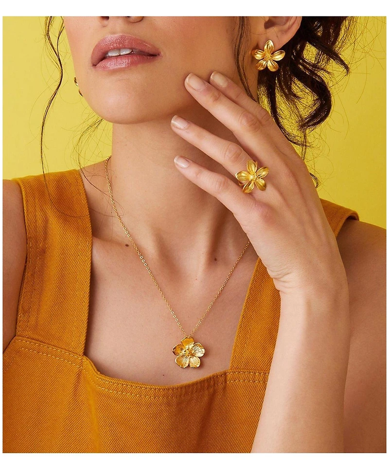 Ottoman Hands Buttercup Flower Pendant Necklace