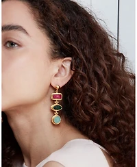 Ottoman Hands Innana Ruby, Emerald And Aqua Chalcedony Drop Earrings