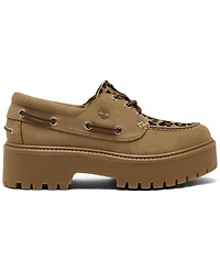 Timberland Women's Stone Street 3-Eye Leopard Print Platform Boat Shoes from Finish Line