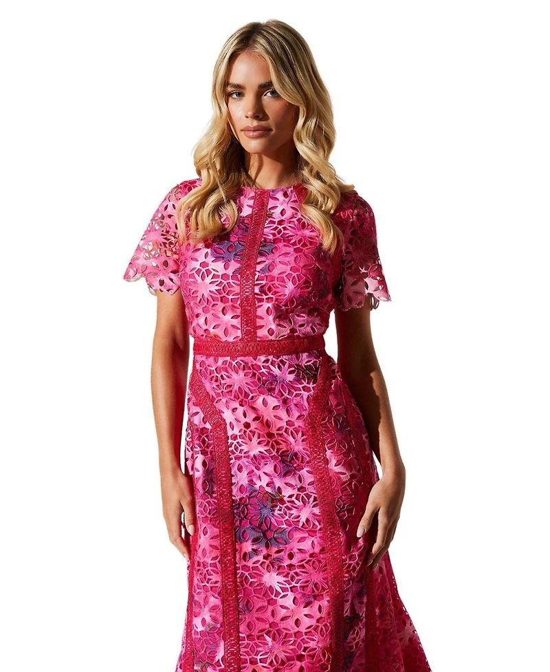 Coast Women's Printed Lace Midi Pencil Dress