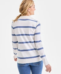 Style & Co Petite Striped Johnny Collar Sweater, Macy's Exclusive