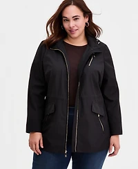 Michael Kors Plus Zip-Front Hooded Anorak