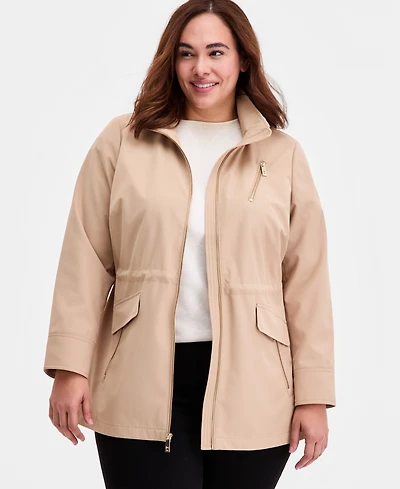 Michael Kors Plus Zip-Front Hooded Anorak