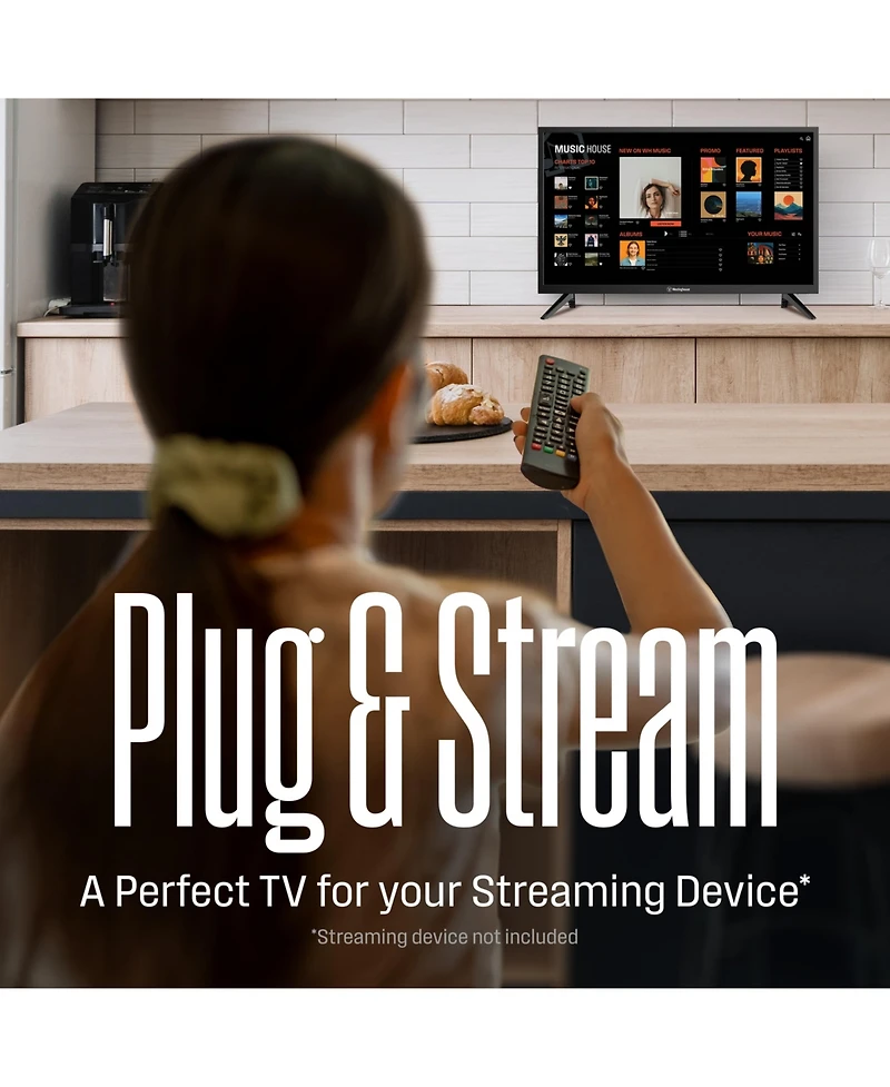 Westinghouse 24" Hd Led Non-Smart Tv – Flat Screen with Hdmi, Usb, Vga & V-Chip Parental Controls, Works with Fire Stick, Roku, Apple Tv