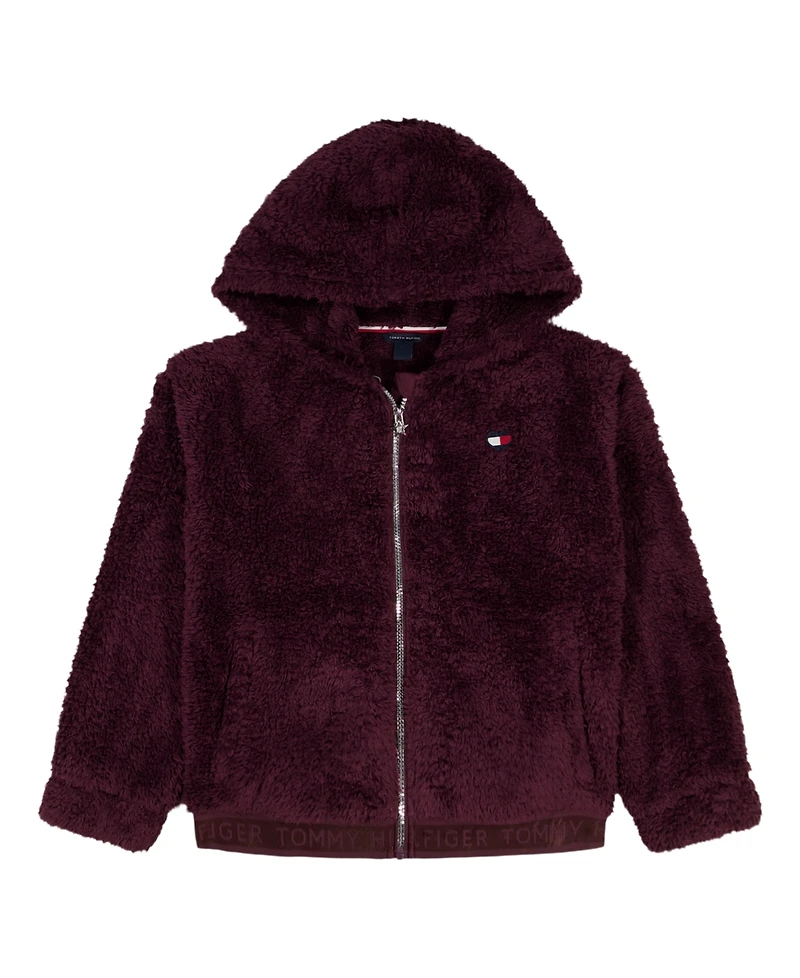 Tommy Hilfiger Girls 2T-6X Minky Loose-Fit Zip Front Hoodie