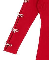 Rare Editions Girls 7-16 Bow Detail Long Sleeve Dress