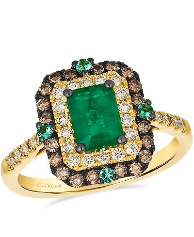 Le Vian Emerald (0.77 ct. t.w.), Chocolate Diamond (0.28 ct. t.w.), and Nude Diamond (0.31 ct. t.w.) Ring in 14K Honey Gold