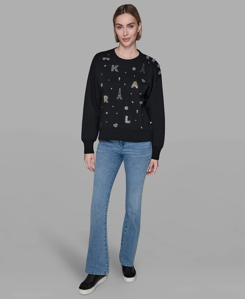 Karl Lagerfeld Paris Women's Printed Long-Sleeve Sweatshirt