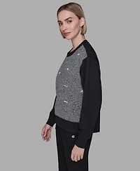 Karl Lagerfeld Paris Women's Motif Crewneck Sweatshirt