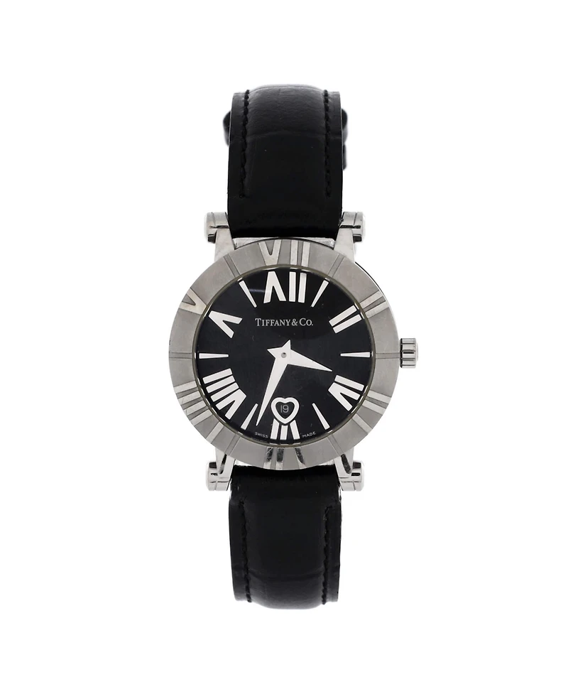 Pre-Owned Tiffany & Co. Atlas Dome Quartz Watch in Stainless Steel with Leather 30mm