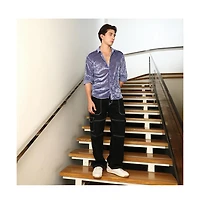 Campus Sutra Men's Cornflower Blue Solid Velvet Shirt