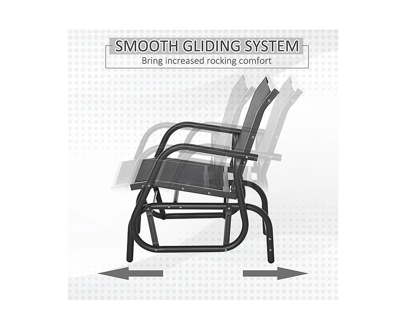 Outsunny Outdoor Glider with Breathable Mesh Fabric Curved Armrests,
