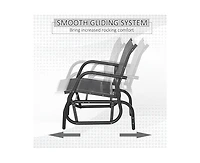 Outsunny Outdoor Glider with Breathable Mesh Fabric Curved Armrests,