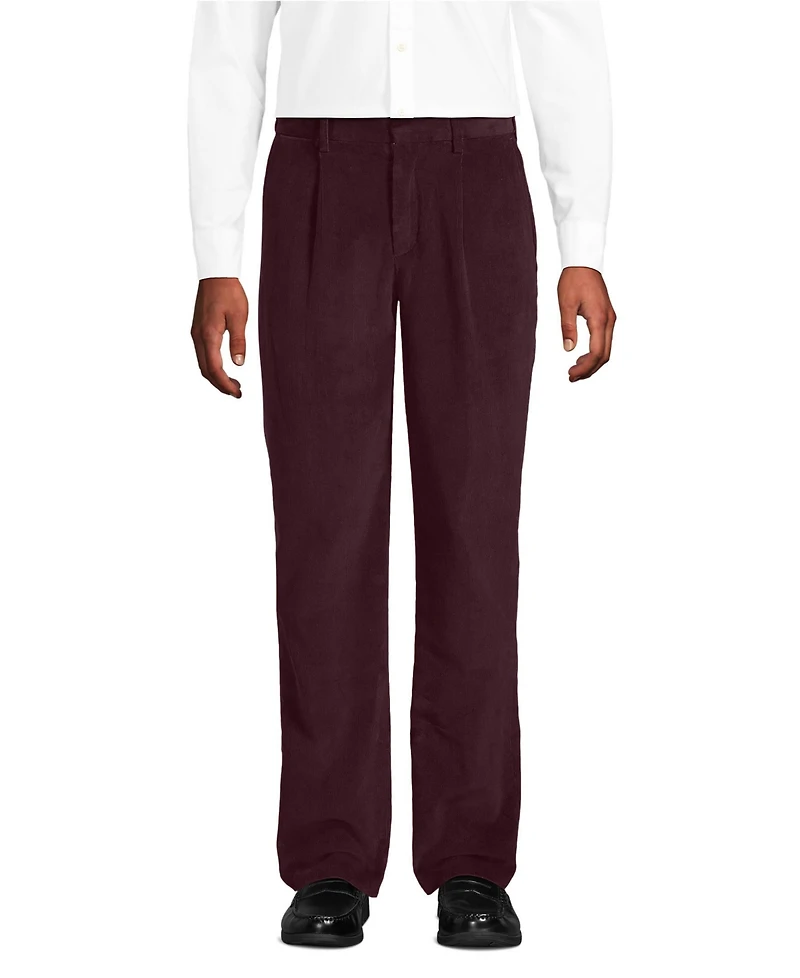 Lands' End Men's Corduroy Comfort Waist Classic Fit Pleated Front Pant