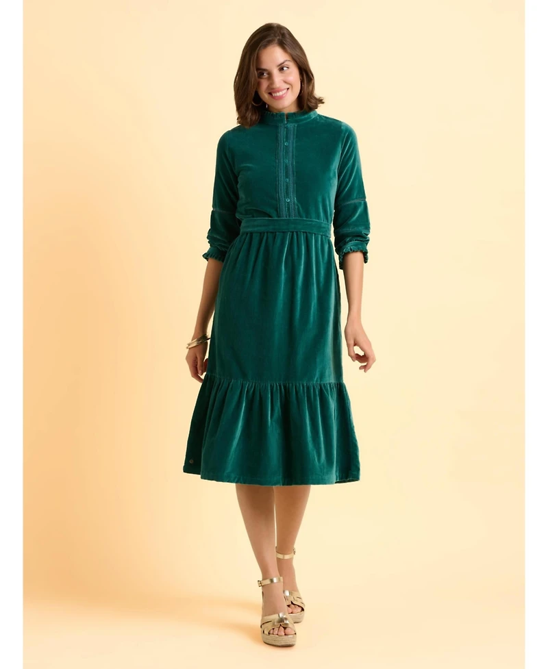 Brakeburn Women's Starry 3/4 Sleeve High Neck Midi Dress