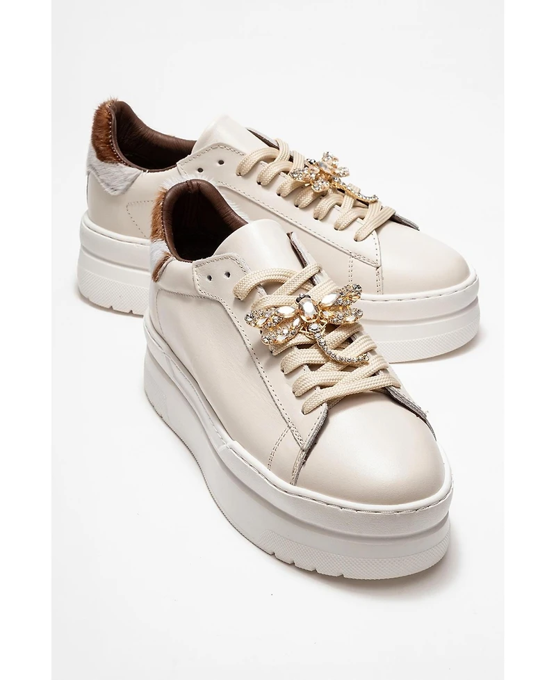 Forever & Always Shoes Laren Leather Buckle Sneakers (Women)